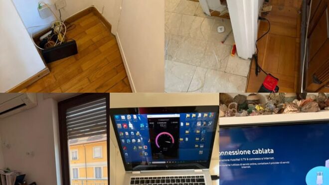 Rete cablata in sala a Milano — cavo LAN...
