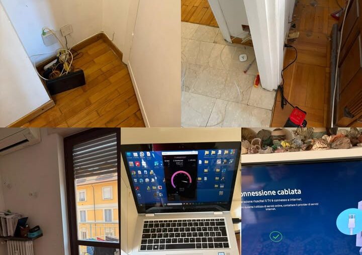 Rete cablata in sala a Milano — cavo LAN...