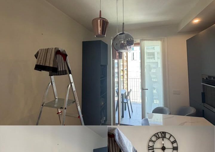 💡 Lampadario di design spostato e orologio fissato a parete...